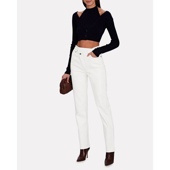 AGOLDE White Criss Cross Straight Leg Jeans Size 32 Organic Cotton Revolve